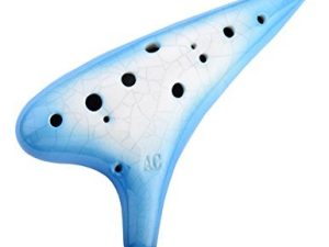 "Joy of Wood Thrush" 12 حفرة Alto C Ceramic Ocarina بحرفية رائعة (أزرق متدرج)