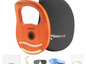 Miwayer Lyre Harp 7 ، 10 ، 16 ، 19 ، 21 أوتار آلة موسيقية ماهوجني بودي قيثارة خشب ريترو طوطم آلة وترية احترافية مع إكسسوارات وحقائب (خشب 19 أوتار قيثارة)