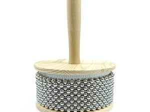 LOONELO Wooden Hand Cabasa with Stainless Steel، Hand Shaker Percussion Instrument with Metal Beads for Adults or Kids Band Education Music Classroom Music or Play at Home (5.1inch)