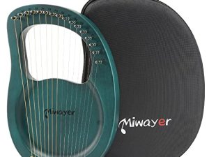 آلة موسيقية Miwayer Lyre Harp ذات 16 أوتارًا من خشب الماهوجني الصلب ، آلة وترية احترافية مع إكسسوارات وحقيبة (سماوي 16 أوتارًا قيثارة)