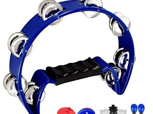 EastRock Tambourine Metal Jingles باليد قرع نصف القمر للأطفال ، الكبار ، KTV ، حفلة زرقاء