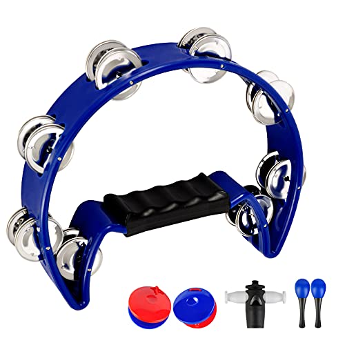 EastRock Tambourine Metal Jingles باليد قرع نصف القمر للأطفال ، الكبار ، KTV ، حفلة زرقاء EastRock Tambourine Metal Jingles باليد قرع نصف القمر للأطفال ، الكبار ، KTV ، حفلة زرقاء