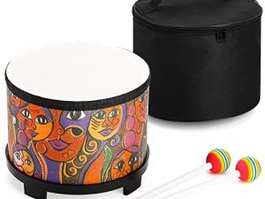 Tosnail 8 Inch Floor Tom Drum مع حقيبة تخزين ومطارق للأطفال ، لعبة موسيقية لآلة الإيقاع للأطفال ، والأطفال الصغار ، هدية عيد الميلاد للكريسماس - نمط الوجه