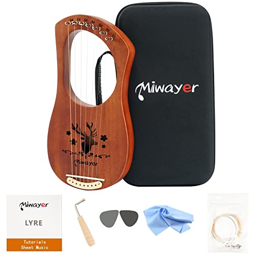 Miwayer Lyre Harp 7 ، 10 ، 16 ، 19 ، 21 وترًا آلة موسيقية من خشب الماهوجني ، آلة وترية احترافية مع ملحقات وحافظة (قيثارة 7 أوتار بنية) Miwayer Lyre Harp 7 ، 10 ، 16 ، 19 ، 21 وترًا آلة موسيقية من خشب الماهوجني ، آلة وترية احترافية مع ملحقات وحافظة (قيثارة 7 أوتار بنية)