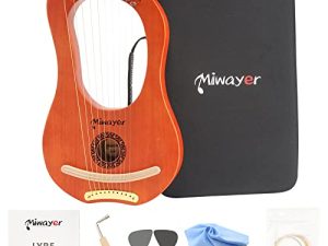 Miwayer Lyre Harp 7 ، 10 ، 16 ، 19 ، 21 أوتار آلة موسيقية ماهوجني بودي قيثارة خشب ريترو طوطم أداة وترية احترافية مع إكسسوارات وحقائب (خشب 10 أوتار قيثارة)