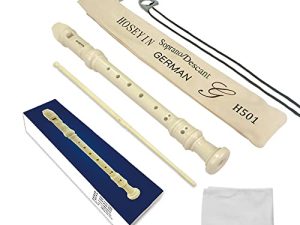 HOSEYIN Soprano Recorder Baroque Style German C Key 8 Holes Soprano Recorder للمبتدئين أطفال الطلاب (ألماني ، أبيض عاجي)