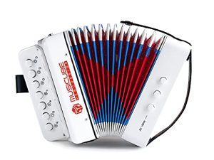 MUSICUBE Kids Accordion Instrument Toys 10 Keys Button Small Accordion for Boys & Girls Educational Musical Instrument Toys Gift Gift (White)