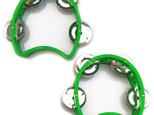 آلة قرع جرس اليد الصغيرة من Bealuffe Tambourine آلة موسيقية صغيرة الدف صغير (أخضر عبوة من قطعتين)