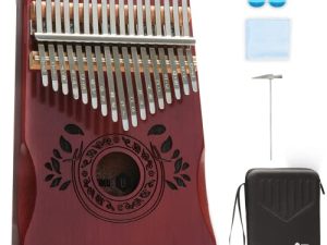 UNOKKI 17 Key Kalimba Thumb Piano للكبار والأطفال مع حقيبة صلبة ومسند لليدين ؛ ماهوجاني مبيرا (تشيري فينيش) ؛ ضبط المطرقة وأغطية الأصابع والمزيد ؛ هدية عيد الميلاد تخزين ستوفير