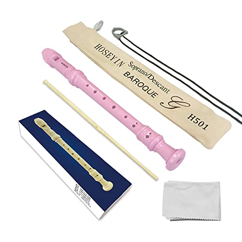 HOSEYIN Soprano Recorder Baroque Style German C Key 8 Holes Soprano Recorder للمبتدئين من الأطفال الطلاب (الباروك ، الوردي) HOSEYIN Soprano Recorder Baroque Style German C Key 8 Holes Soprano Recorder للمبتدئين من الأطفال الطلاب (الباروك ، الوردي)