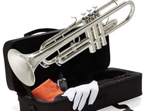 Mendini By Cecilio Bb Trumpet - أبواق للطلاب المبتدئين والمتقدمين مع حقيبة ، قماش ، زيت ، قفازات - آلات موسيقية نحاسية للأطفال والكبار