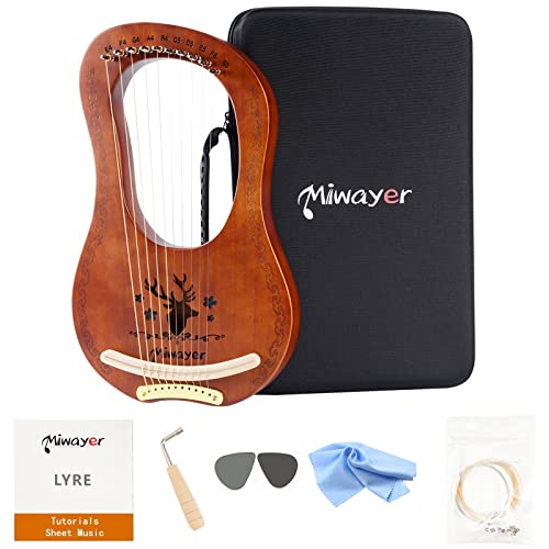 Miwayer Lyre Harp 7 ، 10 ، 16 ، 19 ، 21 وترًا آلة موسيقية من خشب الماهوجني ، آلة وترية احترافية مع ملحقات وحافظة (قيثارة 10 أوتار بنية) Miwayer Lyre Harp 7 ، 10 ، 16 ، 19 ، 21 وترًا آلة موسيقية من خشب الماهوجني ، آلة وترية احترافية مع ملحقات وحافظة (قيثارة 10 أوتار بنية)