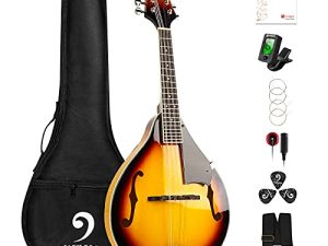 آلة موسيقية من فانجوا A Style Mandolin Sunburst ، مندولين صوتي مكون من 8 أوتار مع موالف ، أوتار ، حقيبة ، اختيارات