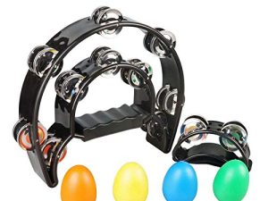 SUNYIN Tambourine ، الدف للقدم 10 بوصات يدوية من المعدن مع هزاز البيض ، الدف للكبار باليد الإيقاعية ، الحفلات ، KTV ، مجموعة الدف للقدم