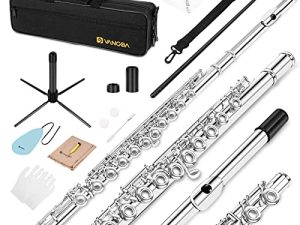 Vangoa Flutes Closed Hole 16 Keys C Flute Instrument for Beginner Kid Orchestra School Band Student With Case، Stand، Gloves، Adjustment Screwdriver and Cleaning Kit، من Vangoa