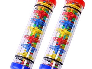 عبوتان من أداة Rainmaker Rainmaker الموسيقية للأطفال والرضع والأطفال ، لعبة Rainmaker Shaker بحجم 8 بوصات