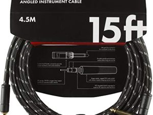 كابل أداة سلسلة Fender Deluxe ، مستقيم / زاوية ، أسود تويد ، 15 قدمًا