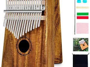 EASTROCK Kalimba Thumb Piano 17 مفتاحًا محمولًا لبيانو إصبع Mbira مع تعليمات دراسية وهدايا مطرقة كاليمبا للأطفال البالغين والمبتدئين المحترفين (أكاسيا)