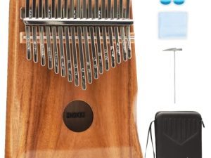 UNOKKI 17 Key Kalimba Thumb Piano للكبار والأطفال مع حقيبة صلبة ومسند لليدين ؛ أكاسيا مبيرا (بني فاتح) ؛ ضبط المطرقة وأغطية الأصابع والمزيد ؛ هدية عيد الميلاد تخزين ستوفير