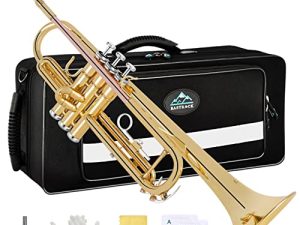 EASTROCK Gold Phosphor Copper Trumpet Bb Brass Standard مع حقيبة صلبة ، قفازات ، قماش ، قطعة فم 7C ، أدوات موسيقية للطلاب المبتدئين أو ذوي الخبرة ، الكبار