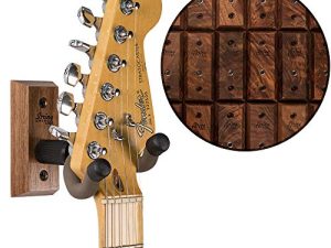 String Swing Premium Guitar Wall Mount - حامل للقيثارات الكهربائية الصوتية والباس - ملحقات الحامل للمنزل أو جدار الاستوديو - أدوات موسيقية آمنة فريدة من نوعها يتم اختيارها يدويًا من الجوز الأسود CC01K-BW