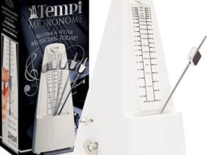 Tempi Metronome للموسيقيين - يشمل الكتاب الإلكتروني وضمان لمدة عامين - المسرع الميكانيكي للبيانو ، المسرع للجيتار / الكمان أو موسيقى المسرع للكبار والأطفال (قشرة حبيبية بلاستيكية بيضاء)
