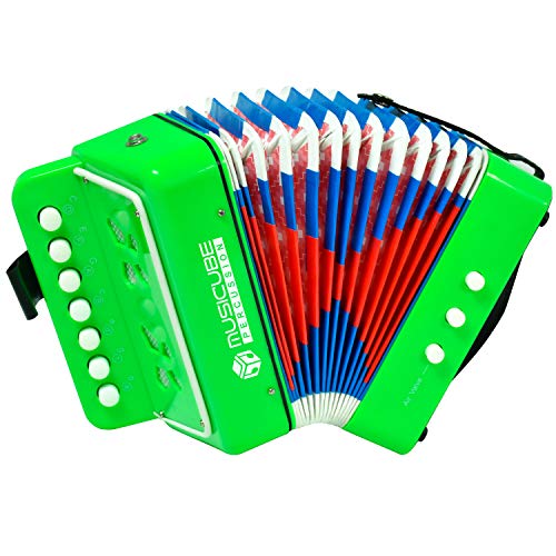 MUSICUBE Kids Accordion Instrument Toys 10 Keys Button Small Accordion for Boys & Girls Educational Musical Instrument Toys (Green) MUSICUBE Kids Accordion Instrument Toys 10 Keys Button Small Accordion for Boys & Girls Educational Musical Instrument Toys (Green)