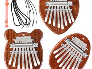 EASTROCK 8 Key Mini Kalimba ، بيانو إصبع الإبهام مع قلادة هدية ، زينة رائعة لبيانو الإصبع هدية الكريسماس للمبتدئين الصغار والكبار 3 عبوات